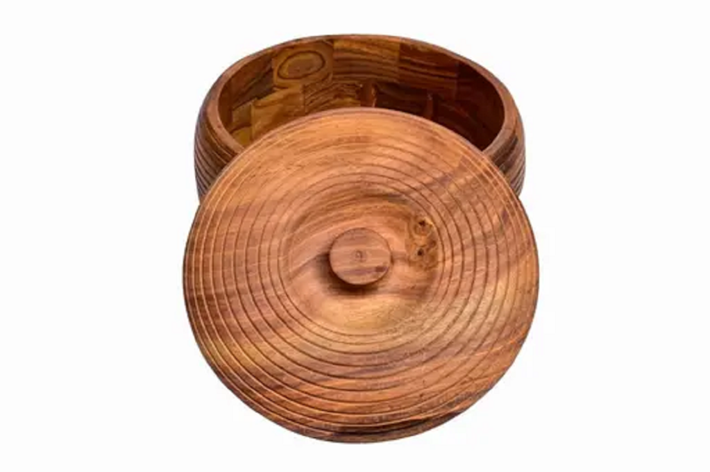 Handmade chapati Wooden Round Box Size 27X13X13 CM Color Brown